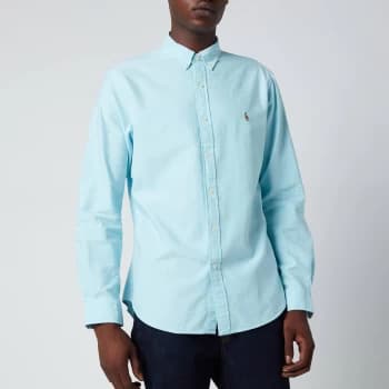 Image of Polo Ralph Lauren Mens Slim Fit Oxford Shirt - Aegean Blue - XL
