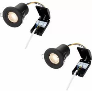 Image of Loops - 2 pack Fire Rated Recessed Ceiling Downlight - 50W GU10 - Fixed - Matt Black