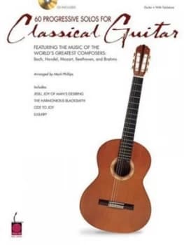 Image of 60 Progressive Solos for Classical Guitar by Johann Sebastian Bach and Mark Phillips Book