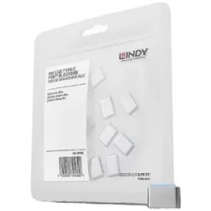 Image of LINDY USB-C socket lock 10 Piece set Blue no keys 40466