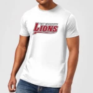 Image of East Mississippi Community College Lions Script Logo Mens T-Shirt - White - 4XL