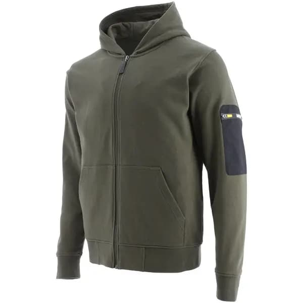 Image of CAT Workwear Mens Loopback Full Zip Fitted Stylish Hoodie XXL - Chest 47-49' (119-124cm) Army Moss CAT812-MOSS-XXL