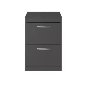 Image of Nuie Athena 600 Floor Standing 2-drawer Vanity & Worktop - Gloss Grey