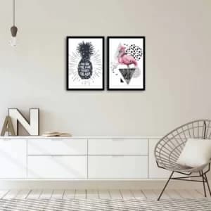 Image of 2PSCT-04 Multicolor Decorative Framed MDF Painting (2 Pieces)