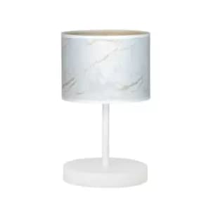 Image of Broddi White Table Lamp with Round Shade with White Fabric Shades, 1x E27