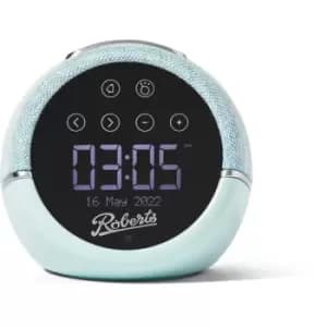 Image of Roberts DAB FM Bluetooth bedside alarm clock with sleep sounds & device charging - Duck Egg