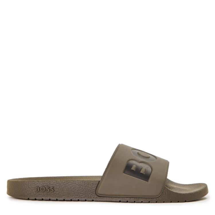 Image of Boss Mens Aryeh Sliders, Comfy Footbed Sandals Medium Brown male 7 (41)