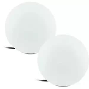 Image of 2 PACK IP65 Outdoor Garden Ball Light White Plastic 1x 40W E27 300mm Globe