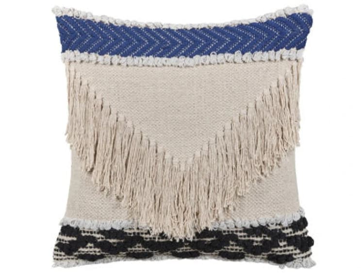 Image of Beliani Throw Cushion Sofca Cotton 45 X 45cm Beige Geometric Pattern