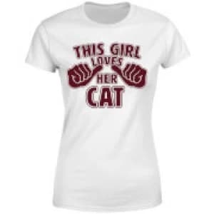 Image of This Girl Loves Her Cat Womens T-Shirt - White - 5XL