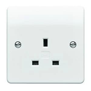 Image of MK 13A Unswitched Single Plug Socket - White