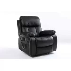 Image of Chester Automatic Leather Recliner Chair - Black