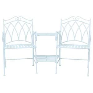 Image of Charles Bentley Wrought Iron Companion Seat - Pastel Blue
