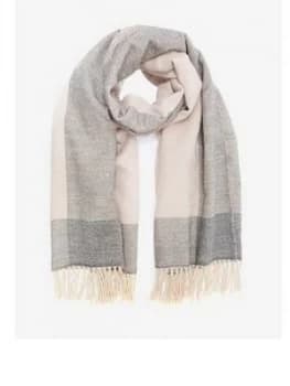 Image of Mint Velvet Pink And Grey Blocked Scarf