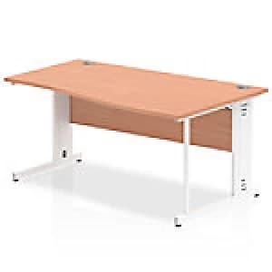 Image of Impulse 1600 Right Hand White Cable Managed Leg Wave Desk Beech