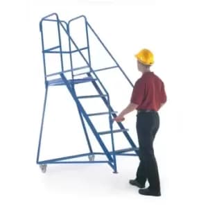 Image of 4 Tread Tilt n Push Mobile Safety Steps - Painted Blue