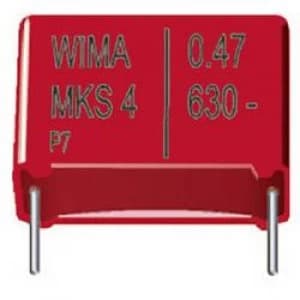 Image of MKS thin film capacitor Radial lead 0.033 uF 250 Vdc 20 7.5mm L x W x H 10 x 3 x 8.5mm Wima MKS4F023302B00KSSD 1