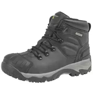Image of Grafters Mens Buffalo Leather Hiker Type Safety Boots (12 UK) (Black) - Black