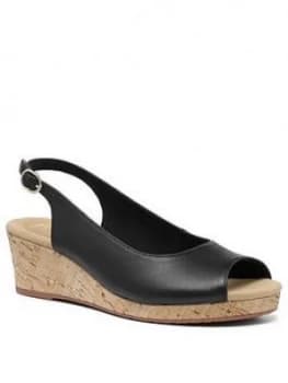 Image of Hotter Tahiti Wedge Heeled Sandals - Black, Size 7, Women