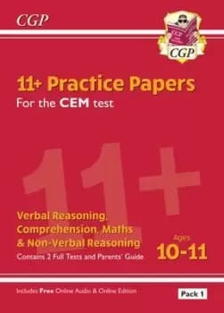 Image of New 11+ CEM Practice Papers Ages 10-11 - Pack 1 with Parents Guide & Online Edition by CGP Books