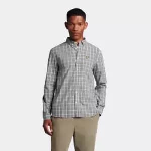 Image of Mens Check Poplin Shirt - Touchline White/ Mid Grey Marl - S