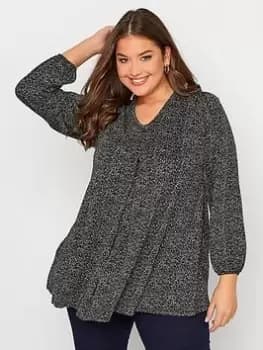 Image of Yours V Pleat Long Sleeve Top - Black, Size 18, Women
