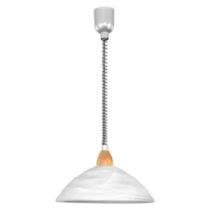 Image of Pendant Light Silver Satin Nickel Beech Shade White Glass Alabaster E27 1x60W