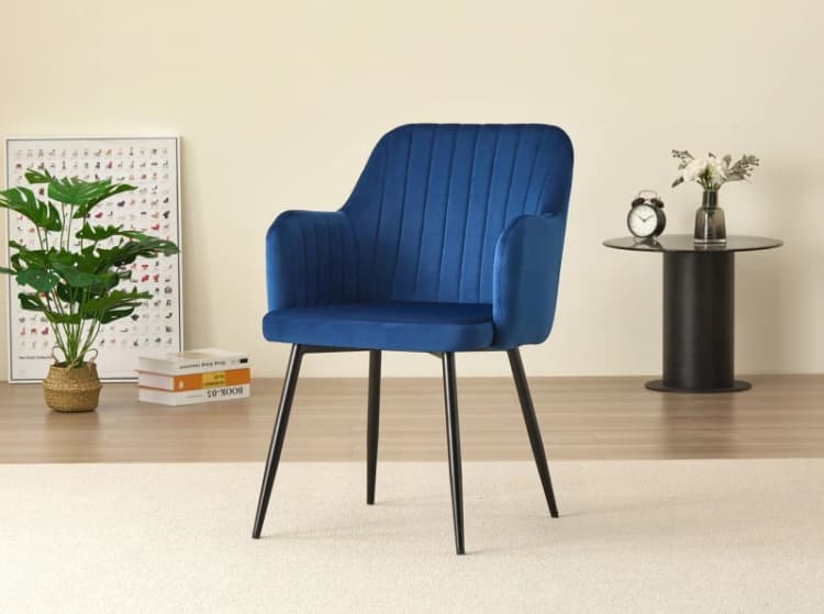 Image of Outdoor Living Charlotte Velvet Comfort Dining Chairs - Blue - Set of 2 Blue Unisex