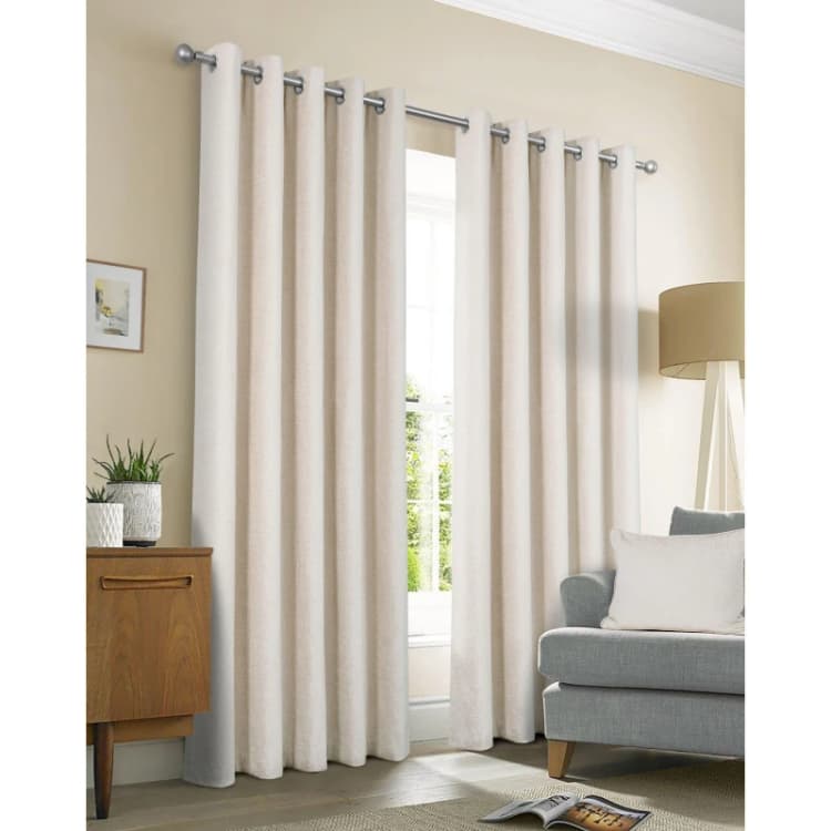 Image of Sundour Amberley Thermal Eyelet Curtains - Cream Cream 66x90 In