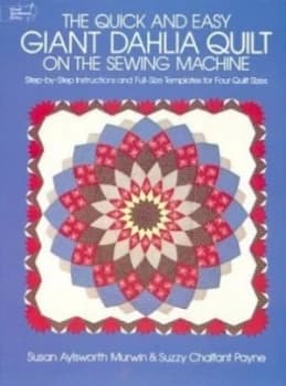Image of The quick and easy giant dahlia quilt on the sewing machine by Susan Aylsworth Murwin
