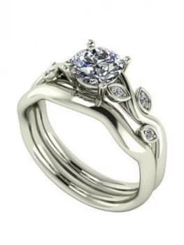 Image of Moissanite 9Ct Gold 1.05Ct Total Round Brilliant Centre Vine Bridal Set