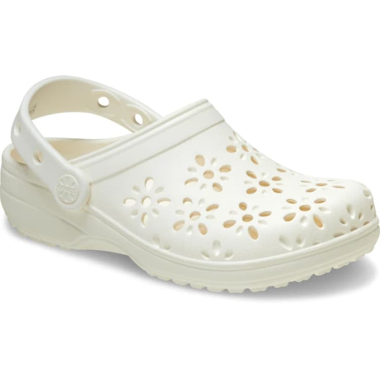 Image of Crocs Unisex Classic Floral Cut-Out Clogs Chalk W4/M3