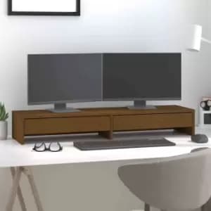 Image of Vidaxl Monitor Stand Honey Brown 100X27X15cm Solid Wood Pine