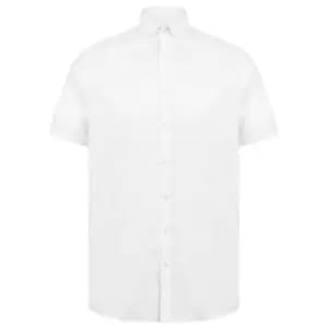 Image of Henbury Mens Modern Short Sleeve Slim Fit Oxford Shirt (XXL) (White)