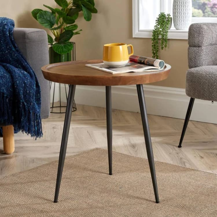 Image of Home Source Manhattan Mango Wood Iron Frame Coffee Table Unit Dark Brown