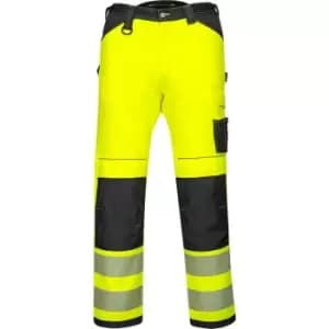 Image of Portwest PW3 Hi Vis Lightweight Stretch Trousers Yellow / Black 28" 31"