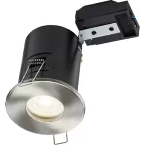 Image of Knightsbridge - Fixed GU10 Fire-Rated Downlight - Brushed Chrome 230V IP65 35W