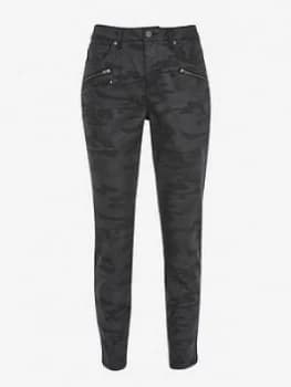 Image of Mint Velvet Denver Coated Camo Jeans - Black, Size 12, Women