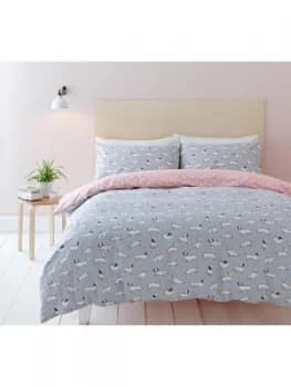 Image of Cath Kidston Mono Dog 100 percent Cotton 200 Thread Count Duvet Cover Set - Double