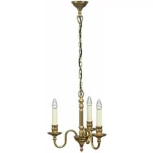 Image of Opulent Hanging Ceiling Pendant Light Solid Brass Gloss Ivory 3 Lamp Chandelier