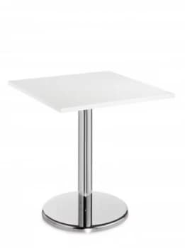 Image of Pisa Square Table With Round Chrome Base 700mm - White