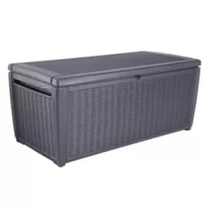 Image of Keter Sumatra Rattan Effect Outdoor Garden Storage Box 511L - Anthracite