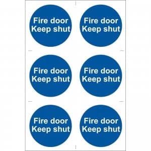 Image of Draper Fire Door Keep Shut Sign Pack of 6 100mm 100mm Standard