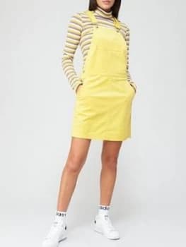 Image of Adidas Originals Comfy Cords Dungaree Dress - Yellow