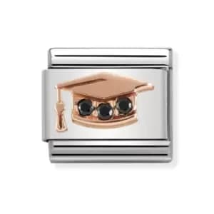 Image of Nomination Classic Rose Gold Graduation Cap Charm