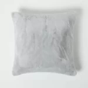 Image of Soft Touch Faux Fur Pink Cushion 46 x 46cm - Grey - Homescapes