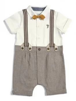 Image of Mamas & Papas Check Mock Romper Baby Boys