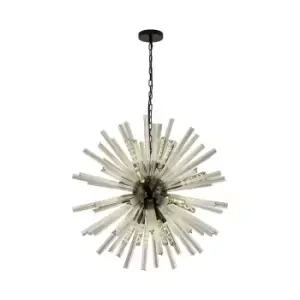 Image of Hornby 16 Light E27, Round Ceiling Pendant Matt Black, Clear Glass