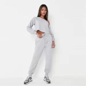 Image of Missguided Tall Off Shoulder Sweat and Jogger Set - Grey