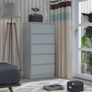 Image of Fwstyle Modern Tall 5 Drawer Chest Of Drawers Matt Grey